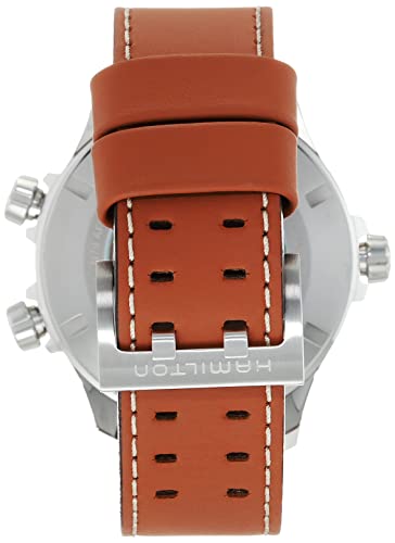 Hamilton Khaki Aviation Automatic Men's Watch, 45mm Stainless Steel Case, Swiss Made, Black Dial Analog Wrist Watch for Men, 100m Waterproof, Sapphire Crystal, 3-Hand Movement, Cow Leather Strap