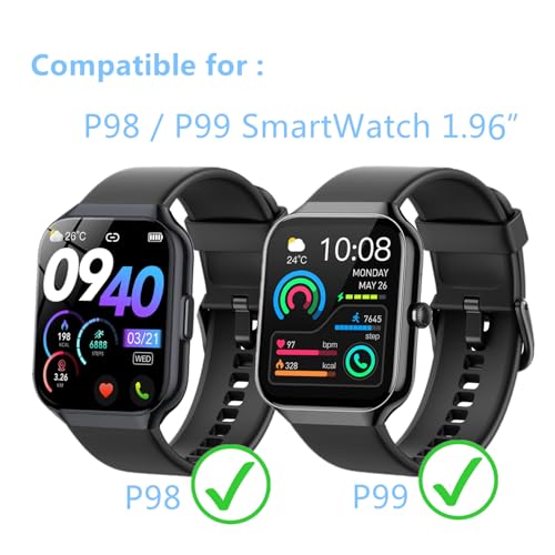 Aemus Screen Protector Compatible for Coucur, Fempoin Y66 Smart Watch 1.96" (6 Pack) Clear TPU Soft Film Compatible for HOMOGO K51 / Motast P99 / taopodo P98 Smart Watch