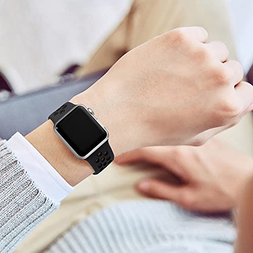 Lerobo Compatible with Apple Watch Band 44mm 45mm Series 10 11 46mm 42mm 49mm Men Women,Soft Silicone Breathable Sport Band Compatible for Apple Watch Ultra SE 3 2 for iWatch Series 9 8 7 6 5 4 3 Black