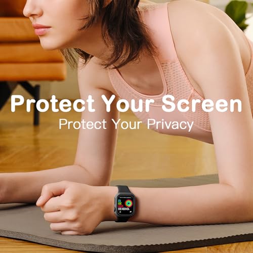 Adorve Privacy Case for Apple Watch Series 10 42mm Screen Protector, Anti-Spy Cover for iWatch Series 11 10 42 mm, 8 Pack, Black Clear Pink Starlight Rose Pink Pine Green Milk Tea Smoke Violet