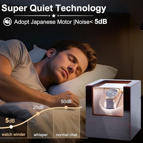 Arachvia Automatic Single Watch Winder Box for Rolex and Other Watches, Wooden Watch Case with Luxury Ebony Tone Piano Finish, Ultra Quiet Japanese Motor, Premium Watch Box for Men and Women