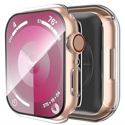 Smiling 2 Pack Case Compatible with Apple Watch SE 3 (2025)/ SE 2/ SE/Series 6/5/4 40mm with Tempered Glass Screen Protector, Hard PC Case Overall Protective Cover- Transparent