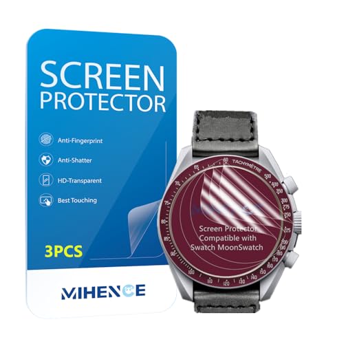 MIHENCE Compatible for Swatch MoonSwatch Screen Protector, HD Full Coverage Invisible TPU Screen Protector Compatible for Swatch Speedmaster Moonswatch (3PCS)