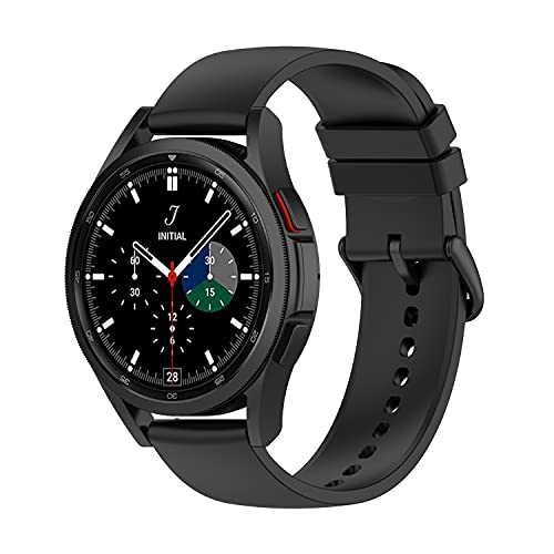 Suoman for Samsung Galaxy Watch 4 Classic 42mm/46mm,Galaxy Watch 4 5 6 7 40mm/44mm,Galaxy Watch 5 Pro 45mm Band, 20mm Adjustable Soft Silicone Replacement Strap Band-Black