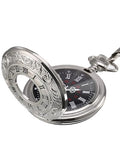 Hicarer Vintage Pocket Watch Steel Men Watch with Chain (Silver)