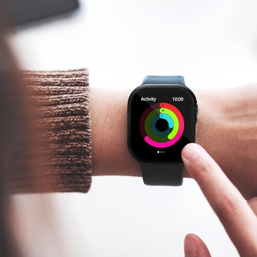 KUYUBMINYR 2 Pack Privacy Case for Apple Watch Screen Protector, Anti-Spy Tempered Glass Film Apple Watch Cover Hard PC Case Bumper for iWatch Series 11 Series 10 - Black/Black 46mm
