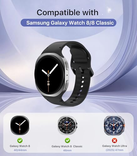 TiMOVO 6 Pack Sport Bands Compatible for Samsung Galaxy Watch 8 40mm 44mm/Galaxy Watch 8 Classic 46mm (2025), Soft Silicone Replacement Strap for Women Men, M/L