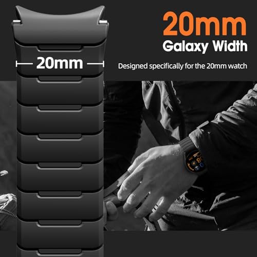 Easuny Magnetic Silicone Bands Compatible with Samsung Galaxy Watch 7 Band 6 5 4 3 FE 40mm 44mm/Watch 6 Classic 43mm 47mm/Watch 5 Pro 45mm/Watch 4 Classic/Active 2, 20mm No Gap Sport Strap Men Women