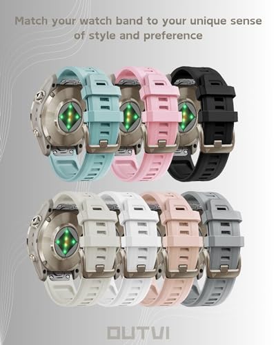 OUTVI Watch Band for Garmin Fenix 5S 6S 7S Pro Solar Silicone Light Gold Buckle Quick Fit 20mm Bands Replacement for Garmin Epix Pro Gen 2 42mm Descent Mk2S/3/3i for Women Fog Gray