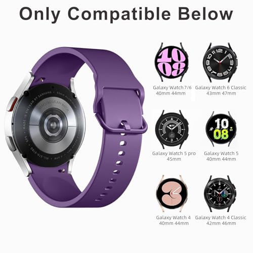 Lerobo 5 Pack Compatible with Galaxy Watch 7 6 5 4 Band 40mm 44mm/ Galaxy Watch 6 4 Classic Band 43mm 47mm 46mm 42mm/Watch 5 pro 45mm,Active 2, 20mm Watch Band Soft Silicone Sport Women Men