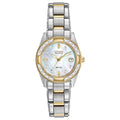 Citizen Women's Eco-Drive Dress Classic Diamond Watch in Two-Tone Stainless Steel, Mother of Pearl Dial (Model: EW1824-57D)