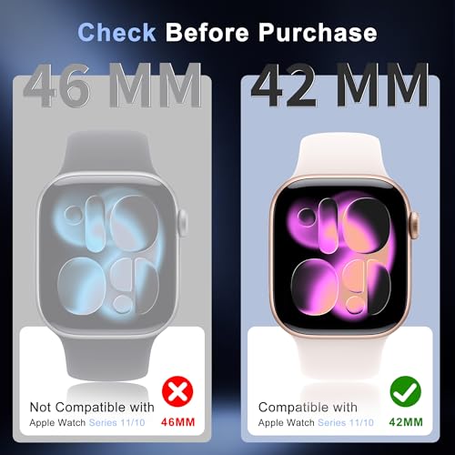 JavoYion 6 Pack Screen Protector for Apple Watch Series 11 / 10 42mm [Auto Alignment Box], Bubble Free Easy Install, Edge to Edge Coverage, Touch Sensitive, Anti Scratch Flexible Soft Film for Beginners