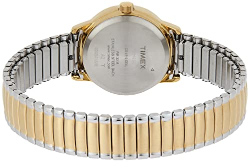 Timex Women's Easy Reader 25mm Watch – Two-Tone Case White Dial with Extra-Long Two-Tone Expansion Band