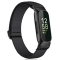 FINTIE Elastic Bands Compatible with Fitbit Inspire 3, Adjustable Stretchy Nylon Loop Band Breathable Replacement Strap Accessory Wristband, Black