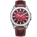 Perry Ellis Solar Powered Mens Watch | Vegan Leather Water-Resistant Analog Wrist Watches for Men | 42mm Case | Relojes para Hombres | Elegant Gift for Man (Red)