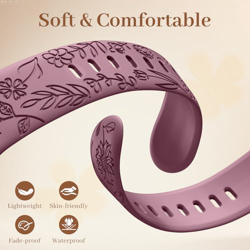 Easuny 8 Pack Bands for Women Compatible with Apple Watch 40mm 41mm 38mm 42mm 44mm 45mm 46mm 49mm iWatch Series 11 10 9 8 7 6 5 4 3 Ultra SE 3 SE 2nd, Soft Silicone Floral Engraved Dressy Wrist Straps
