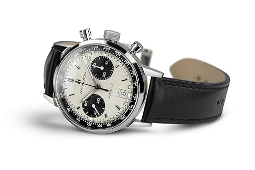 Hamilton American Classic Automatic Men's Watch, 40mm Stainless Steel Case, Swiss Made, White Dial Analog Wrist Watch for Men, 100m Waterproof, Sapphire Crystal, Cow Leather Strap
