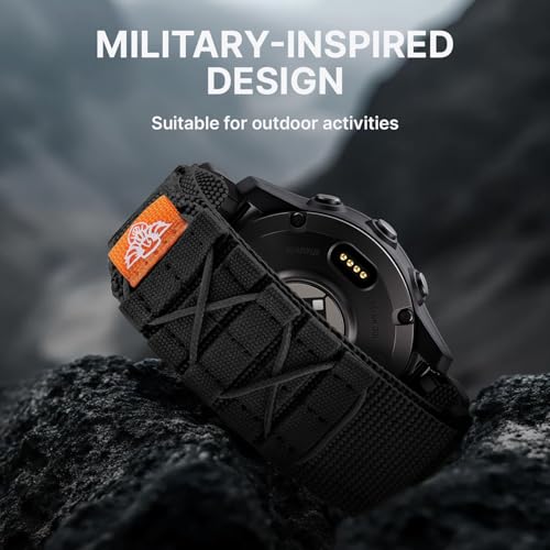 Bandletic Compatible with Garmin Fenix 8 47mm 7 6 Pro 5 Plus Watch Band, Rugged Tactical Nylon Strap for Instinct 3 2, Quick Fit 22mm Watch Bands for Forerunner 970/965/955/945/Approach S62/S60/Epix 2