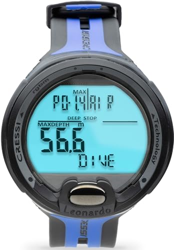 Cressi Leonardo 2.0 Dive Computer - Black/Blue - Backlit & Water Resistant Dive Watch - Nitrox & Gauge Diving Computer - Sport Watch