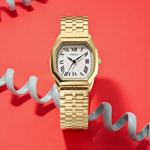 Fossil Women's Watch, Harlow Three-Hand Gold Stainless Steel Bracelet Watch for Women