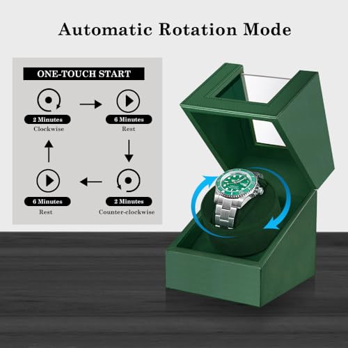 Single Automatic Watch Winder,Quiet Japanese Motor,Battery/AC Powered