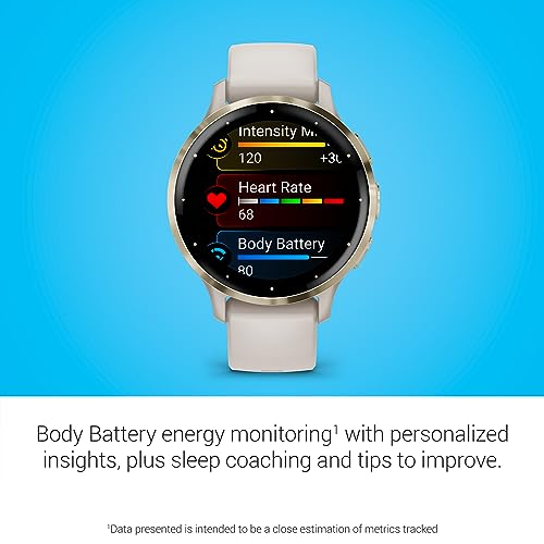 Garmin Venu 3S (Refurbished) Soft Gold Stainless Steel Bezel 1.2-Inch AMOLED Touchscreen Display Smart Watch with 41mm Ivory Case and Silicone Band, 010-N2785-04