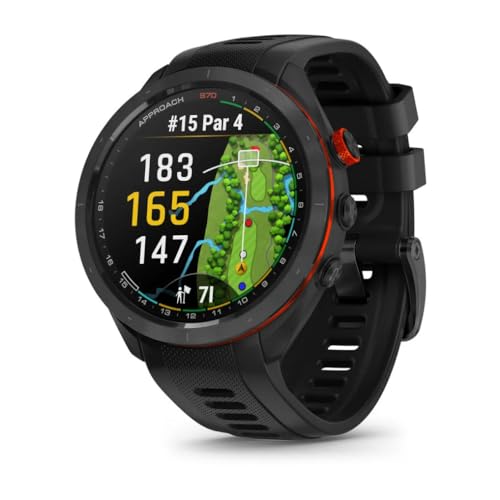Garmin Approach S70 47MM Black- Golf GPS Fitness Tracker Smartwatch for Men, Lightweight Touchscreen AMOLED Display and Preloaded Courses Bundle with Air Pro TWS Truly Wireless Earbuds - (Color May