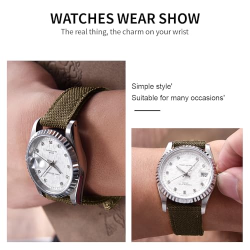 PTFULUOS Premium Soft Hybrid (Leather and Sailcloth) Watch Bands for Men Women,18mm 20mm 22mm Multiple Sizes Quick Release Replacement Watch Straps (Brown, 18 mm)
