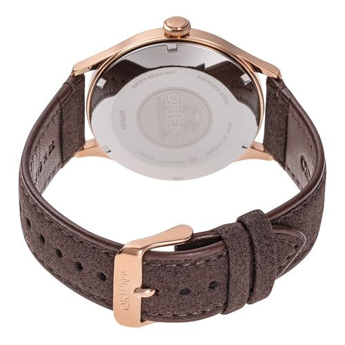Orient Classic Bambino V4 Male Automatic Hand Winding Wristwatch - Mechanical Casual Leather Brown Band Stainless Steel Case Analog Brown Dial - RA-AC0P04Y