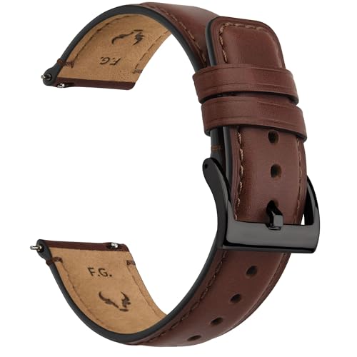Fullmosa Leather Watch Bands for Men, 18mm 19mm 20mm 21mm 22mm 24mm 26mm Quick Release Watch Bands Strap - Burnished Band Vintage Wristband with Stainless Steel Metal Clasp