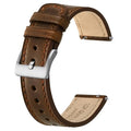 BISONSTRAP Leather Watch Straps, Classic Oil Waxed Leather, Quick Release Replacement Band for Men and Women, 20mm, Dark Brown/Silver Buckle