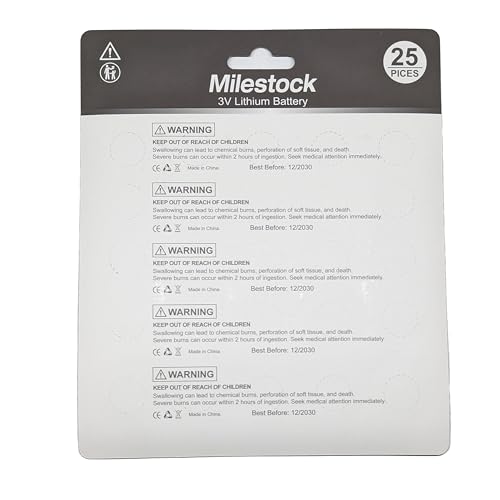 Milestock 25-Pcs 3V Lithium Button Battery Assortment CR1620 CR1632 CR2025 CR2032 CR2450 for Car Key Fob, Sensors, Scales, Candles, Watch, Toy Remote and More