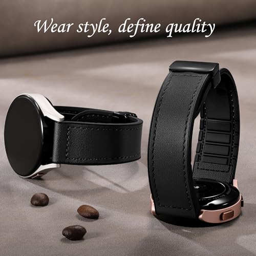 Charlam Magnetic Leather Bands Compatible with Samsung Galaxy Watch 7 Band 6 5 4 FE Active 2 40mm 44mm/Watch 6/4 Classic/Watch 5 Pro/3, 20mm Genuine Leather Straps for Samsung Watch Bands Men Women