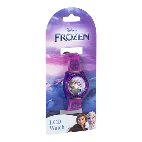 Disney Frozen Kids Digital Watch – Anna & Elsa LCD Timepiece, Purple Printed Strap, Easy-Read Display, Lightweight & Comfortable – Fits Wrists 5.5" to 8"