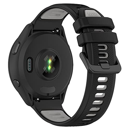 Fit for Garmin Forerunner 265S 255S Watch Bands, 18mm Quick Release Durable Silicone Replacement Bands Wristbands Straps Bracelet Fit for Garmin Vivoactive 4S/Vivomove 3S/Venu 2S (Black&Gray)