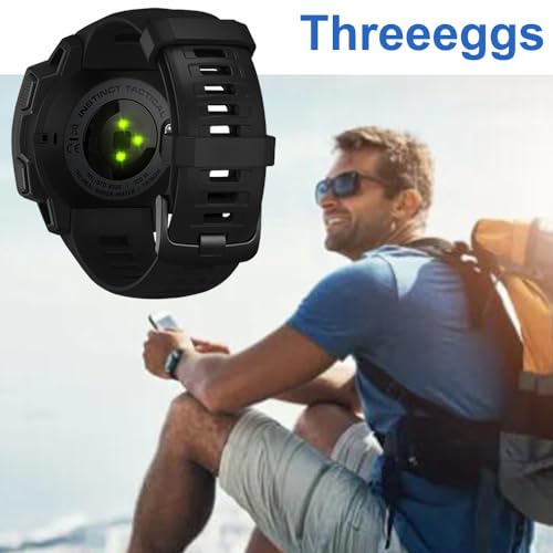 Threeeggs for Garmin Instinct Watch Band, 22mm Silicone Strap for Instinct 2 / Esports / Solar / Tide / Tactical Smartwatch, Comfortable, Waterproof, Soft and Durable Watch Bands ( Black )