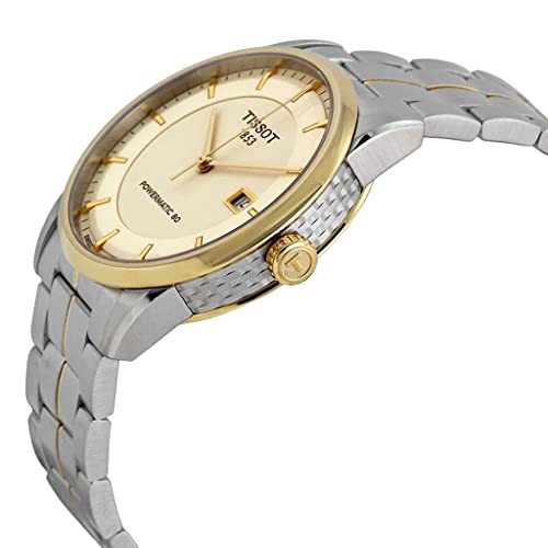 Tissot mens Tissot Luxury Powermatic 80 316L stainless steel case with yellow gold PVD coating Automatic Watch, Grey, Stainless steel, 22 (T0864072226100)