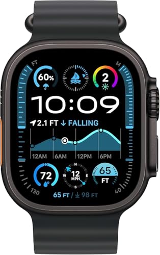 Apple Watch Ultra 2 (GPS + Cellular, 49MM) - Black Titanium Case with Black Ocean Band (Renewed Premium)