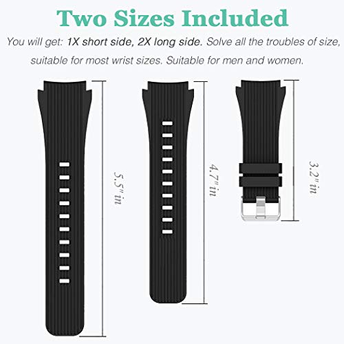 HSWAI Compatible with Samsung Galaxy Watch 46mm Bands/Gear S3 Frontier, Classic Watch Bands/Galaxy Watch 3 Bands 45mm, 22mm Soft Silicone Bands Bracelet Sports Strap for Men & Women. (Black)