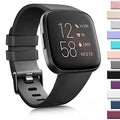 AK Sports Bands Compatible for Fitbit Versa 2, Soft Elastomer Multi-colors Replacement Wristbands for Fitbit Versa Smart Watch (Black, Large)