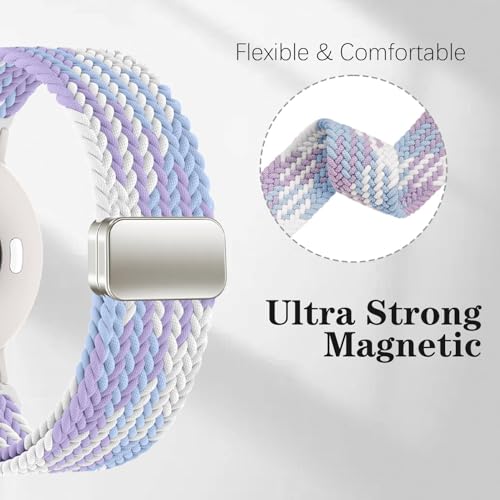 EverAct 20mm Magnetic Braided Compatible with Garmin Vivoactive 5 Watch Band/Vivoactive 6/3/3 Music,Soft Stretchy Nylon Strap Replacement for Venu Sq 2/Venu 2 Plus & Forerunner 55/165/245/645/570 42mm