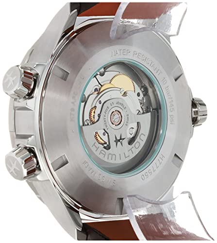 Hamilton Khaki Aviation Automatic Men's Watch, 45mm Stainless Steel Case, Swiss Made, Black Dial Analog Wrist Watch for Men, 100m Waterproof, Sapphire Crystal, 3-Hand Movement, Cow Leather Strap