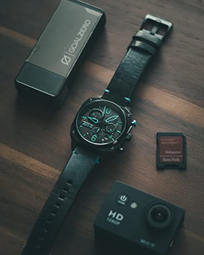 AVI-8 Mens 45mm Hawker Hunter Retrograde Chronograph Blue Diamond Japanese Quartz Pilot Watch with Leather Strap AV-4052-05