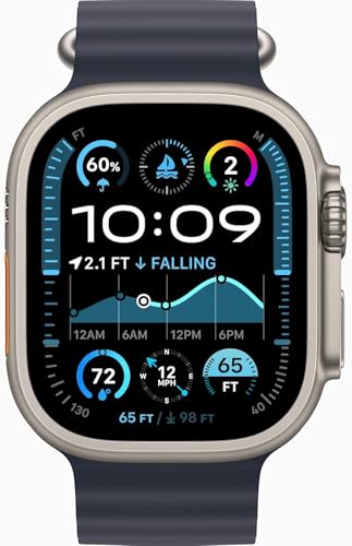 Apple Watch Ultra 2 [GPS + Cellular, 49mm] - Titanium Case with Blue Ocean Band, One Size (Renewed Premium)