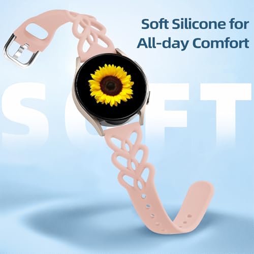 Wepro 20mm Thin Braided Silicone Bands for Samsung Watch Bands Women for Galaxy Watch 7 Band 6 5 4 FE 40mm 44mm 6 4 Classic 43mm 47mm 42mm 46mm Watch 5 Pro 45mm 3 41mm Active 2 Slim Lace Heart Strap