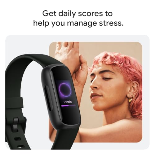 Fitbit Inspire 3 Health & Fitness Tracker with Stress Management, Workout Intensity, Sleep Tracking, 24/7 Heart Rate - 3-Month Google Health Premium Membership Included - Midnight Zen/Black