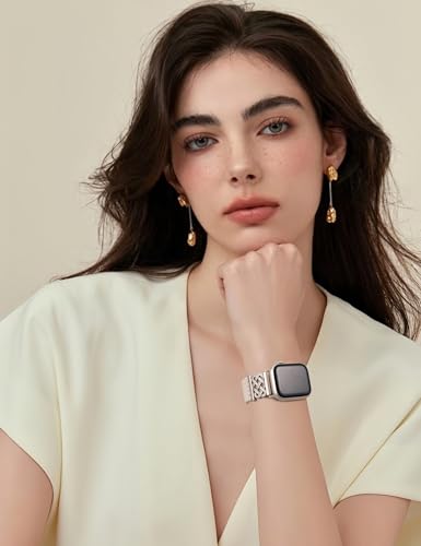 TOYOUTHS Braided Magnetic Band Compatible with Apple Watch Bands 42/41/40/38mm Women Men, Dressy Celtic Metal Fancy Stretchy Elastic Bracelet Strap for iWatch Series 11 10 9 8 7 6 5 4 SE 3 2 1