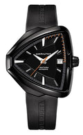 Hamilton Ventura Automatic Men's Watch, 42mm x 45mm Stainless Steel Case, Swiss Made, Black Dial Analog Wrist Watch for Men, 50m Waterproof, Sapphire Crystal, 3-Hand Movement, Rubber Strap