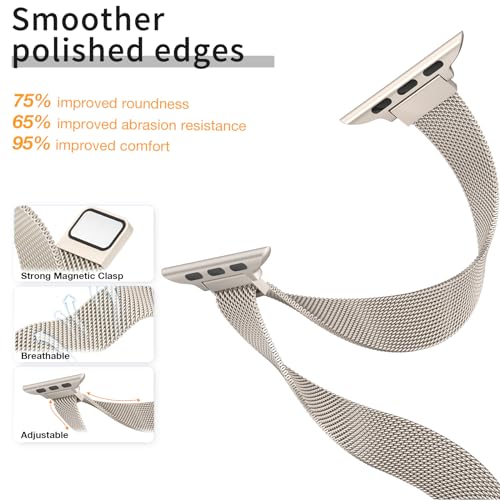MARGE PLUS Slim Milanese Loop Compatible with Apple Watch Band for women 41mm 40mm 38mm 42mm 46mm 45mm 44mm, Stainless Steel Magnetic Mesh Strap work on iWatch Series 11 10 9 8 7 6 5 4 3 & SE 3 2 1