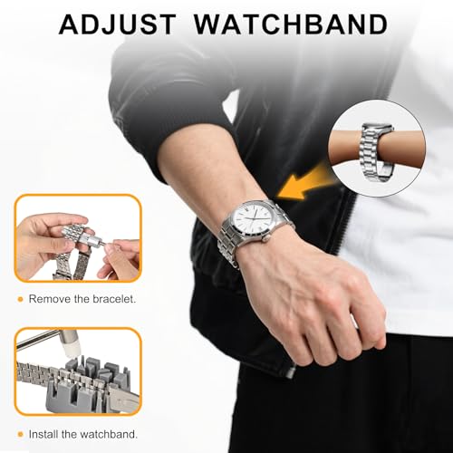 Xaumsa Watch Link Removal Kit, All Metal Watch Strap Link Removal, Sizing Kit with Pin Punches, Extra Pins, Hammer for Watch Band Strap Adjustment